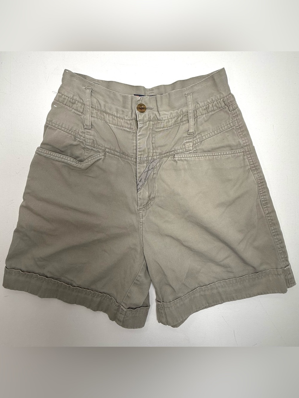 80s Jordache RU Approved High Waisted Khaki Shorts Size 26 Flap Pocket Vintage